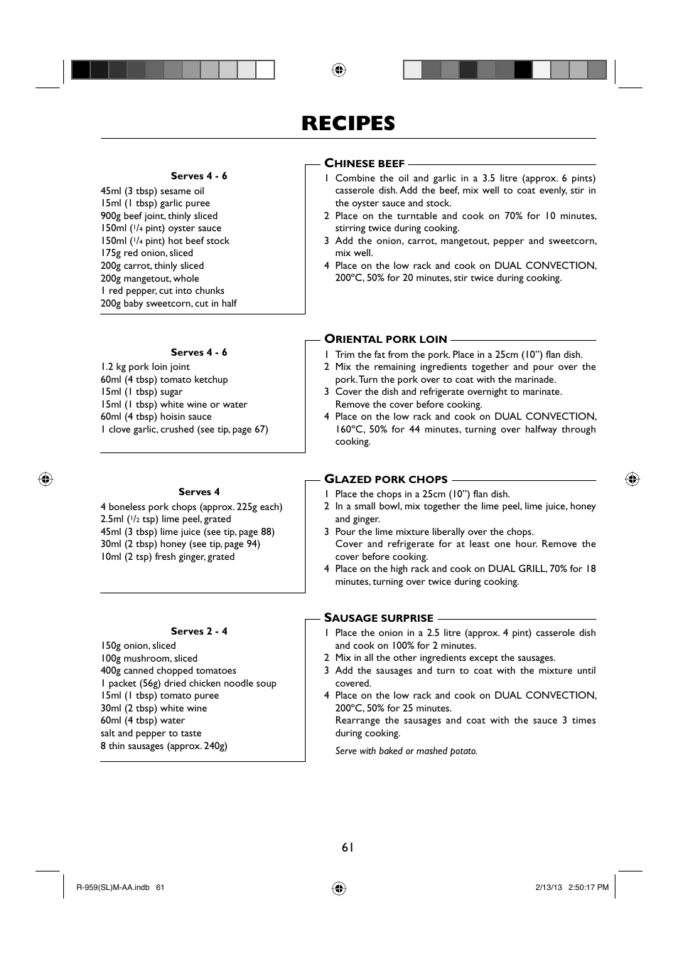 Recipes | Sharp R-959SLMAA User Manual | Page 63 / 103