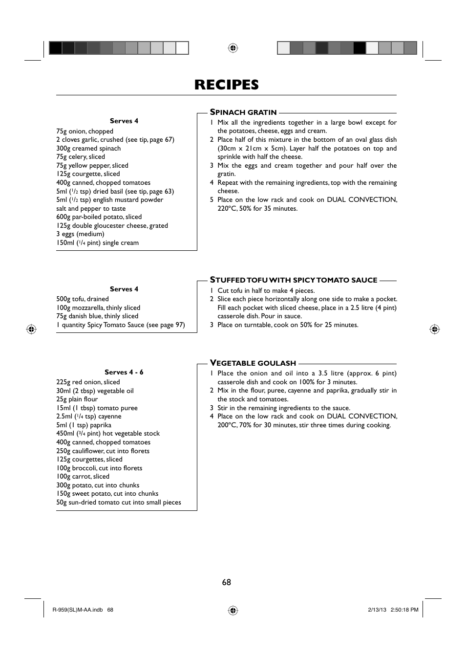 Recipes | Sharp R-959SLMAA User Manual | Page 70 / 103