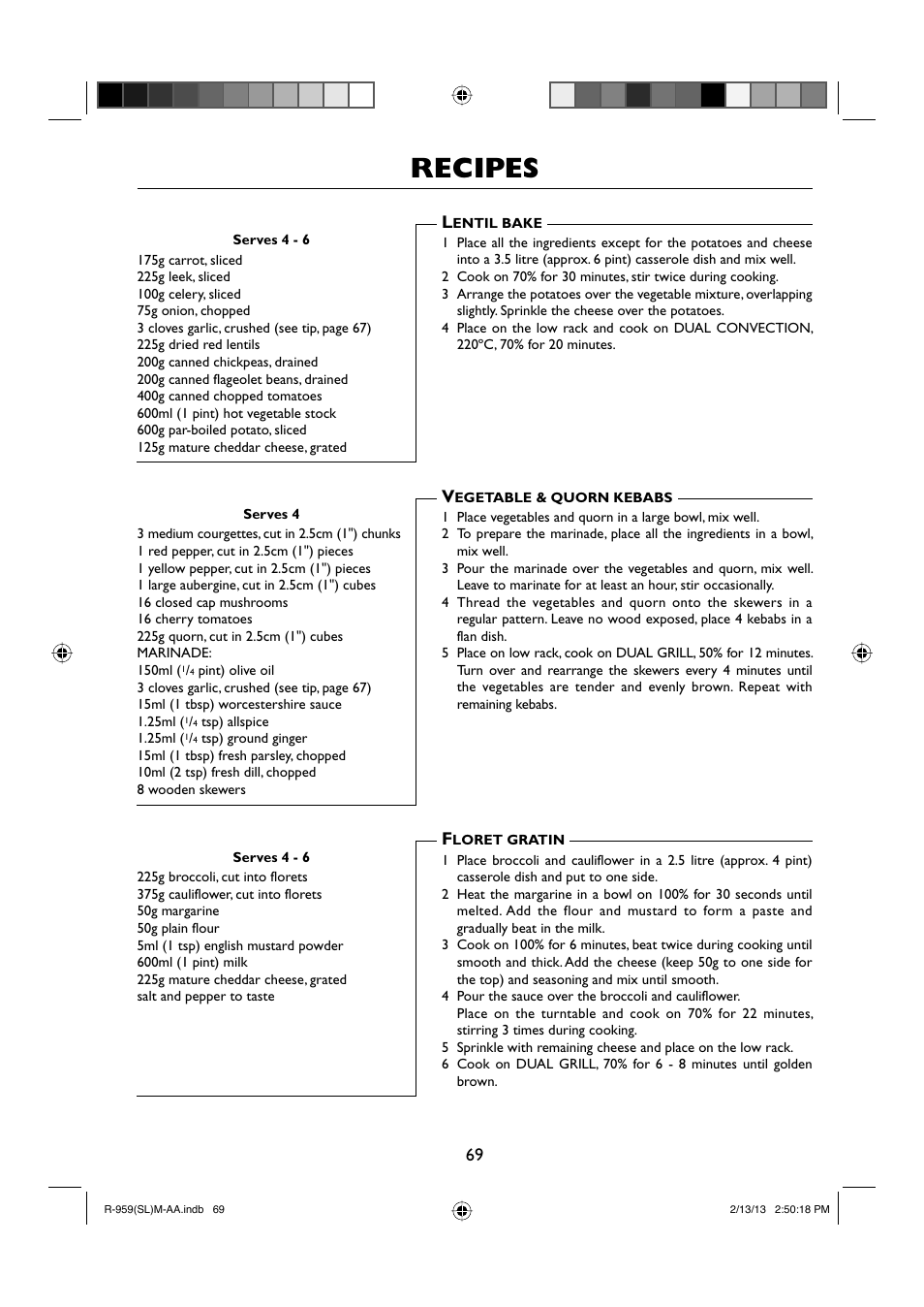 Recipes | Sharp R-959SLMAA User Manual | Page 71 / 103