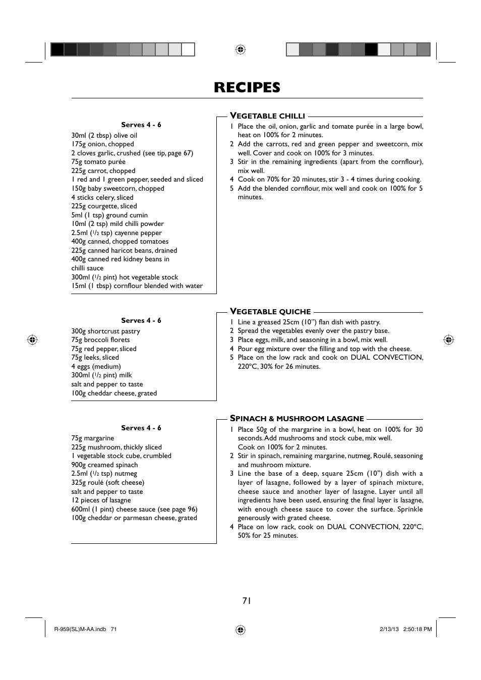 Recipes | Sharp R-959SLMAA User Manual | Page 73 / 103