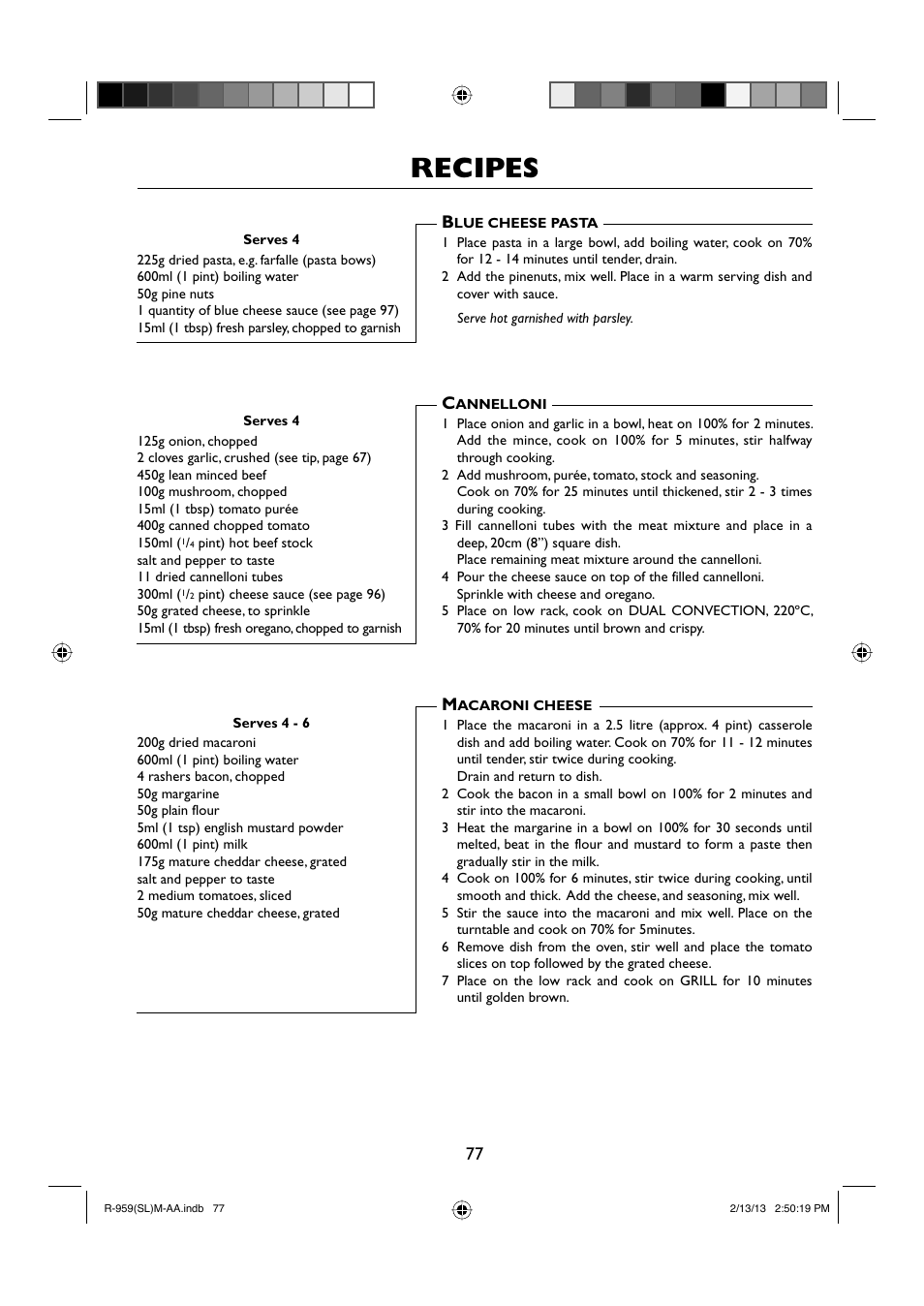 Recipes | Sharp R-959SLMAA User Manual | Page 79 / 103