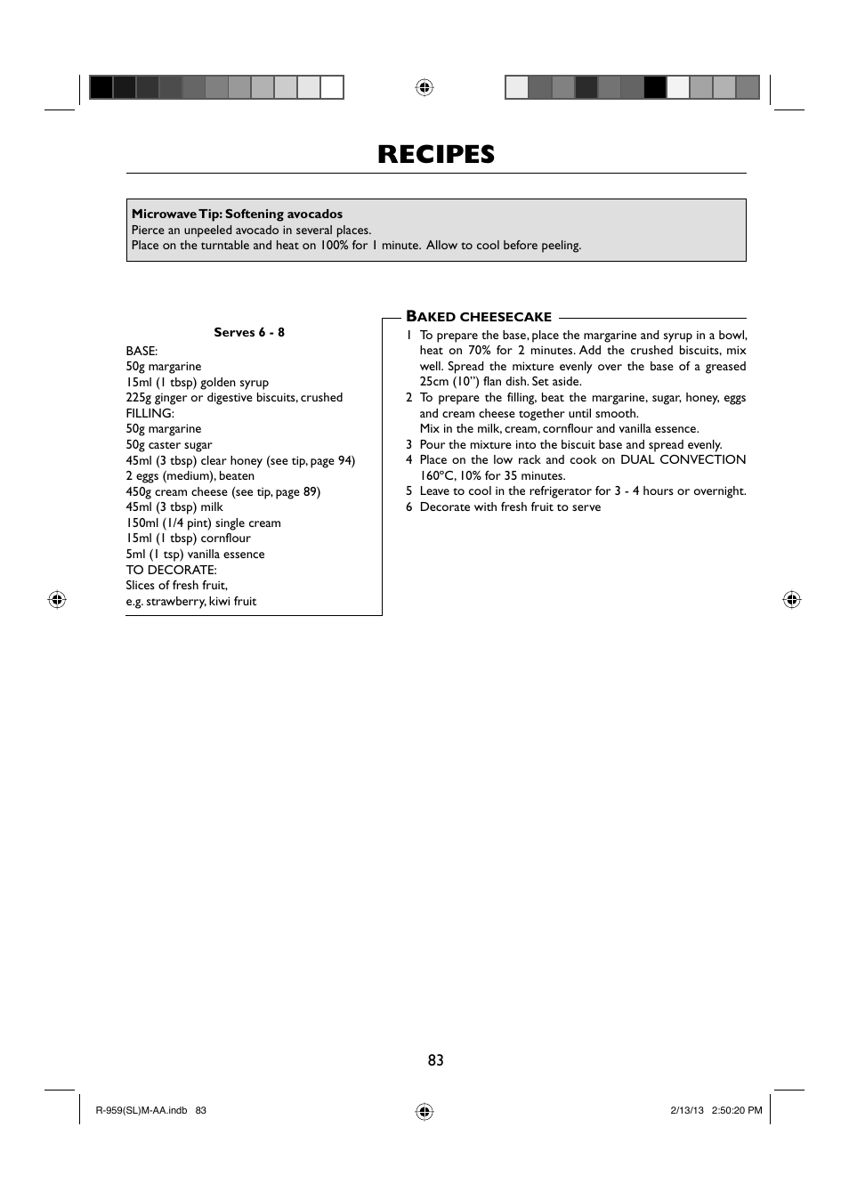 Recipes | Sharp R-959SLMAA User Manual | Page 85 / 103