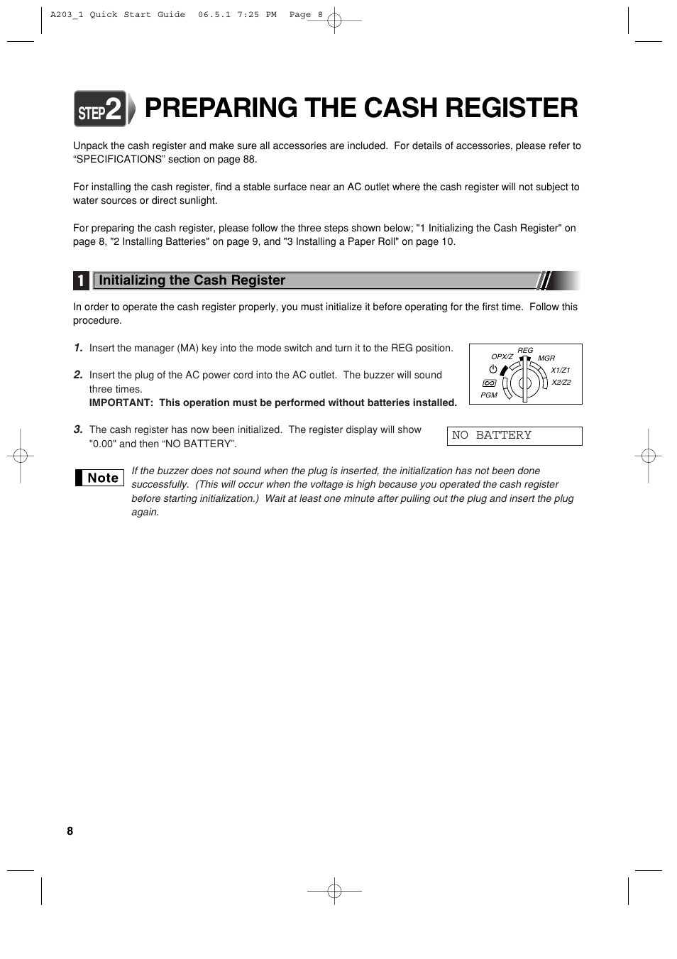 Preparing the cash register, Step | Sharp XE-A203 User Manual | Page 10 / 454