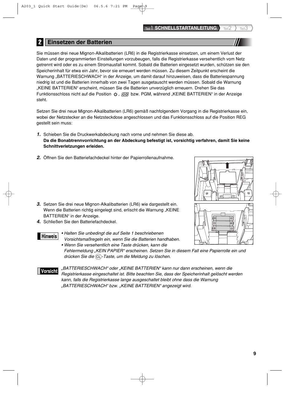 Einsetzen der batterien | Sharp XE-A203 User Manual | Page 101 / 454