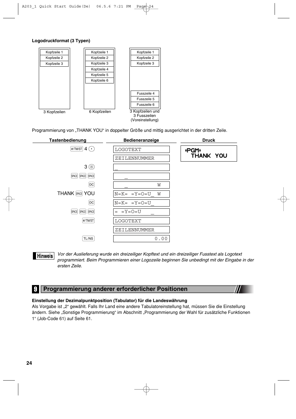 S s s w, Programmierung anderer erforderlicher positionen | Sharp XE-A203 User Manual | Page 116 / 454