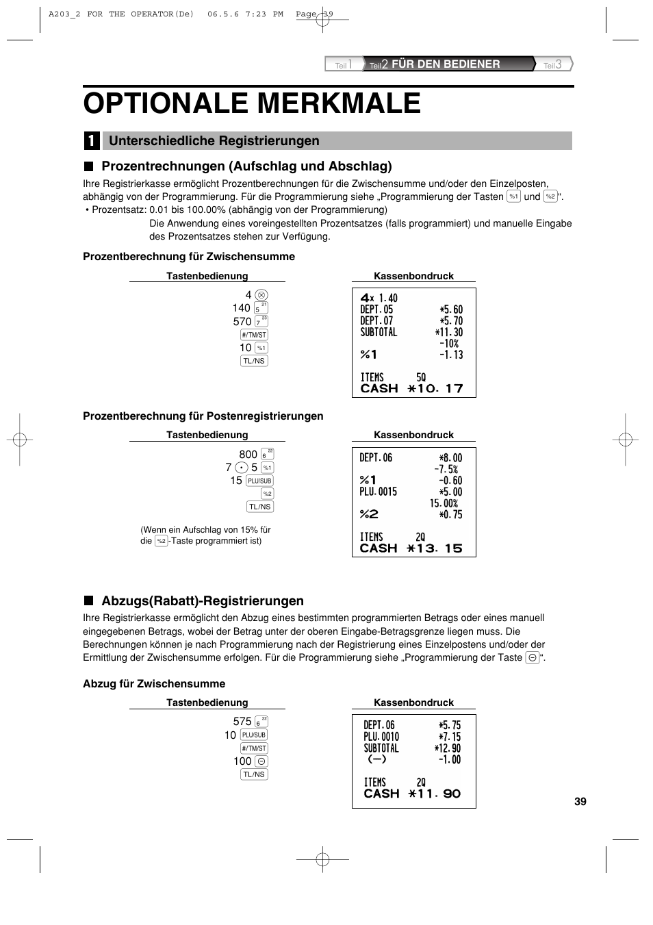 Optionale merkmale | Sharp XE-A203 User Manual | Page 131 / 454