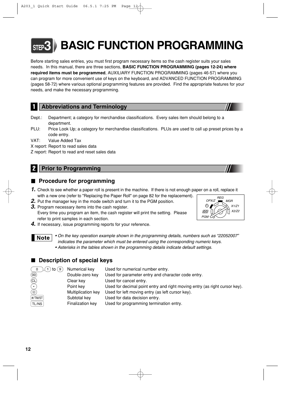 Basic function programming, Step | Sharp XE-A203 User Manual | Page 14 / 454