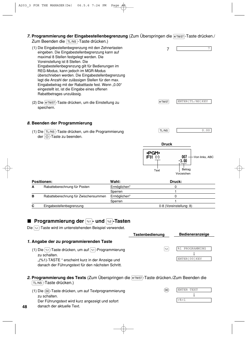 Programmierung der, Tasten | Sharp XE-A203 User Manual | Page 140 / 454