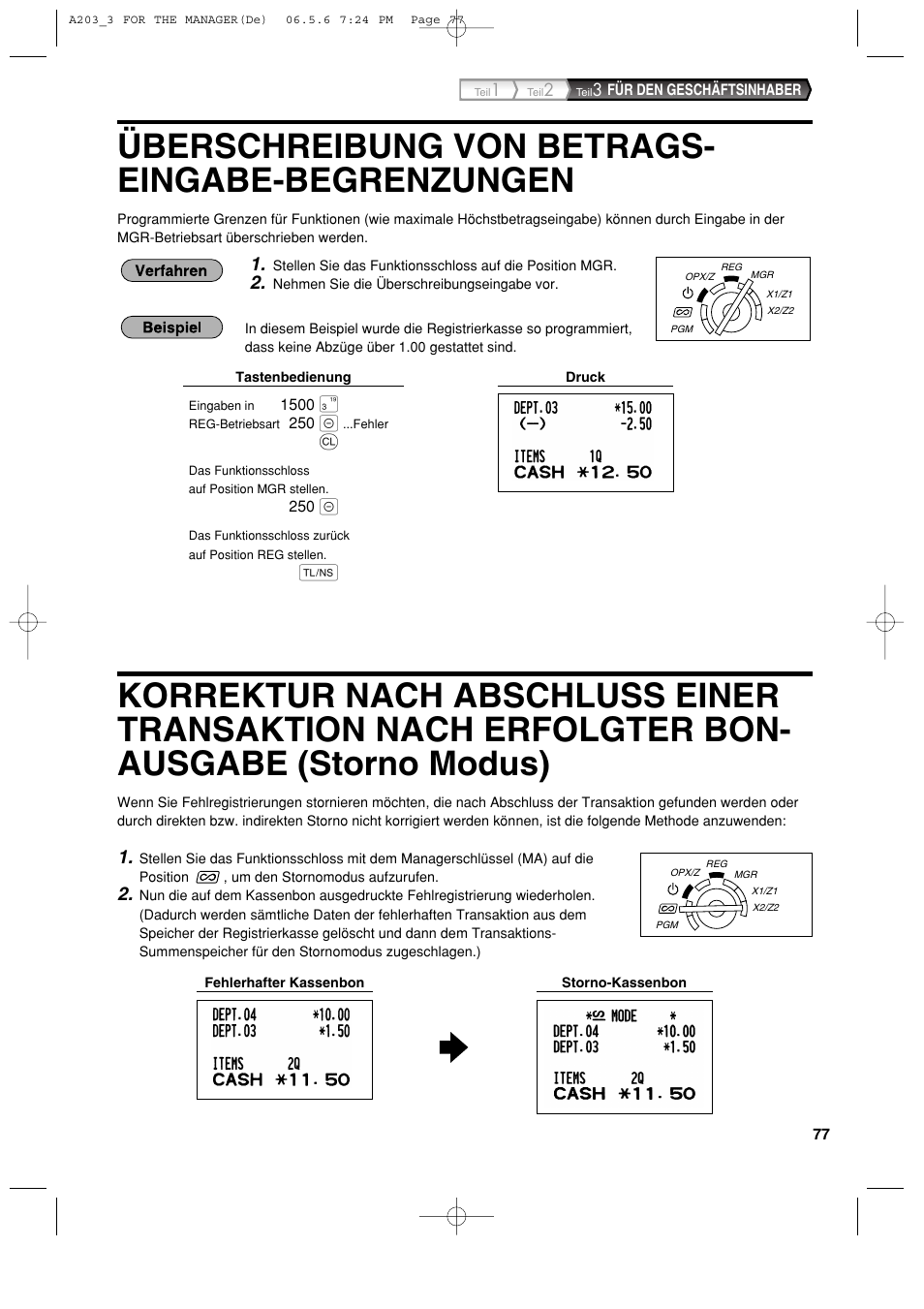 Überschreibung von betrags- eingabe-begrenzungen | Sharp XE-A203 User Manual | Page 169 / 454