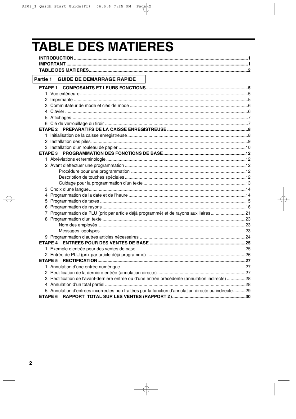 Table des matieres | Sharp XE-A203 User Manual | Page 184 / 454