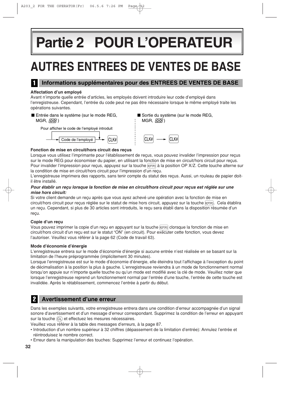 Partie 2 pour l’operateur, Autres entrees de ventes de base | Sharp XE-A203 User Manual | Page 214 / 454