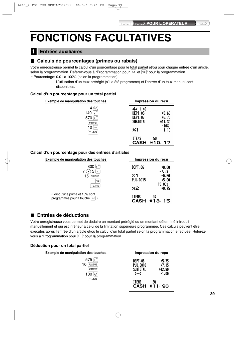 Fonctions facultatives | Sharp XE-A203 User Manual | Page 221 / 454