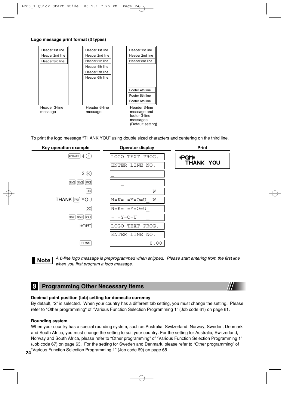 S s s w, Programming other necessary items | Sharp XE-A203 User Manual | Page 26 / 454