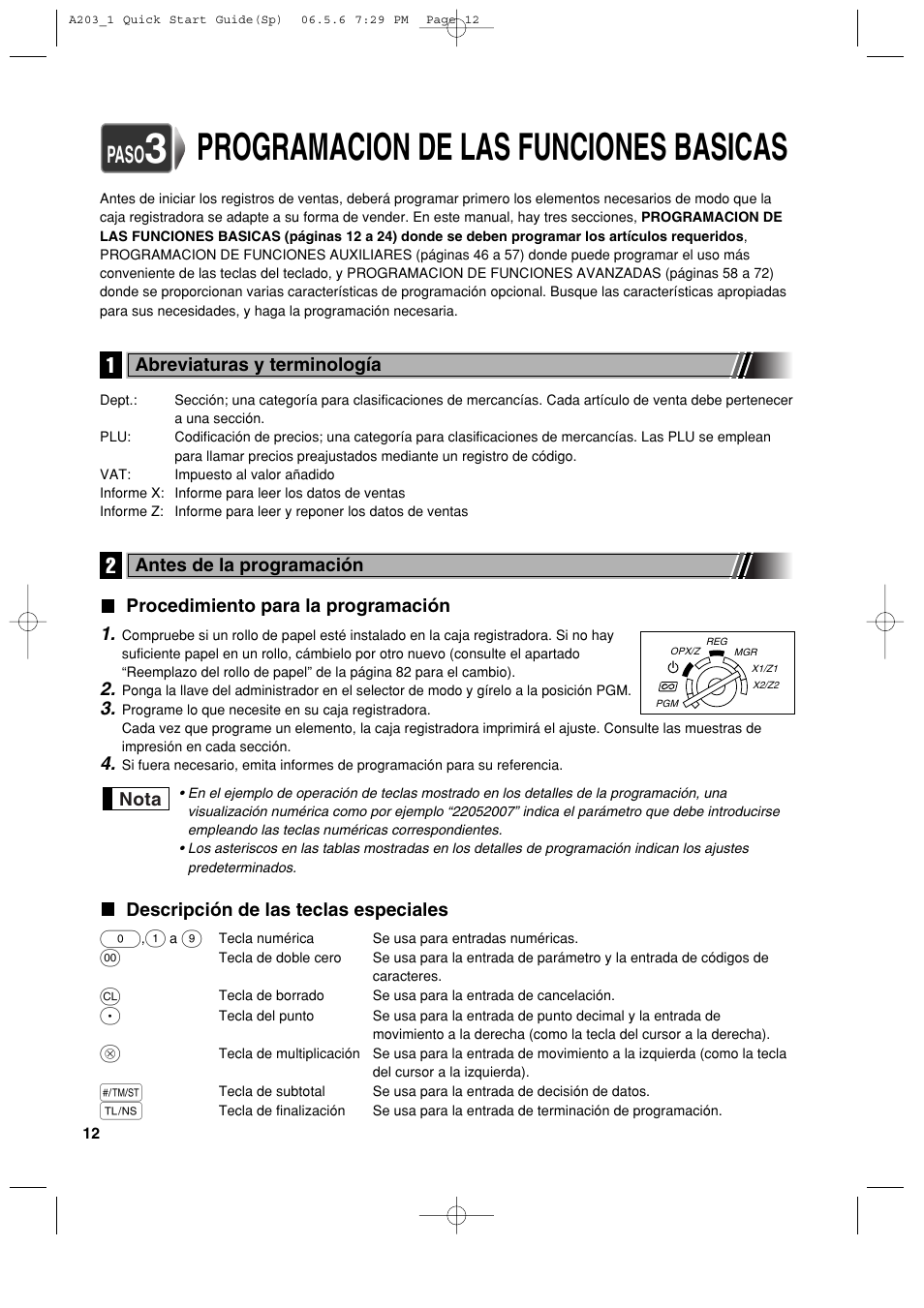 Programacion de las funciones basicas, Paso | Sharp XE-A203 User Manual | Page 284 / 454