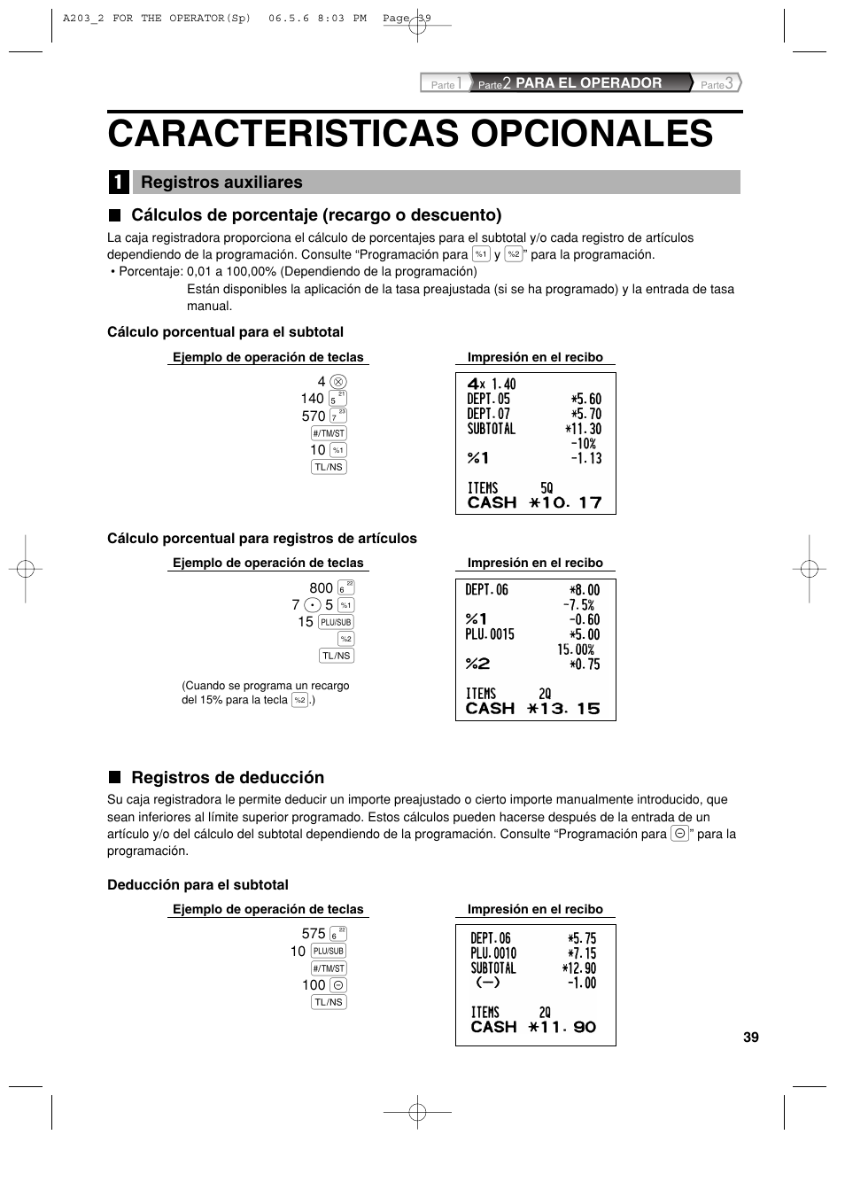 Caracteristicas opcionales | Sharp XE-A203 User Manual | Page 311 / 454