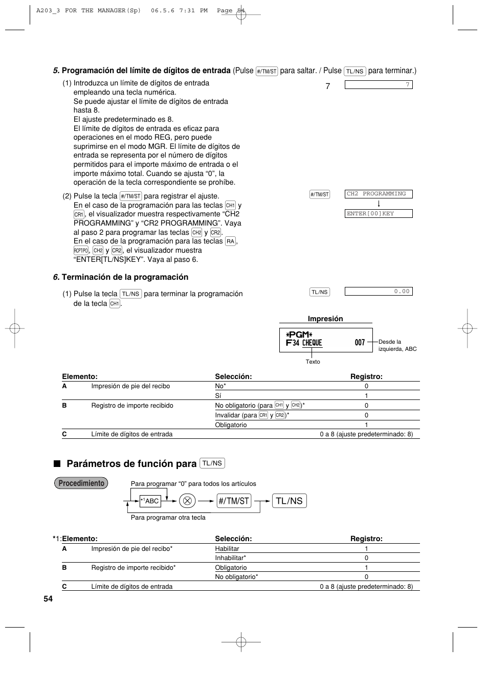 Parámetros de función para | Sharp XE-A203 User Manual | Page 326 / 454