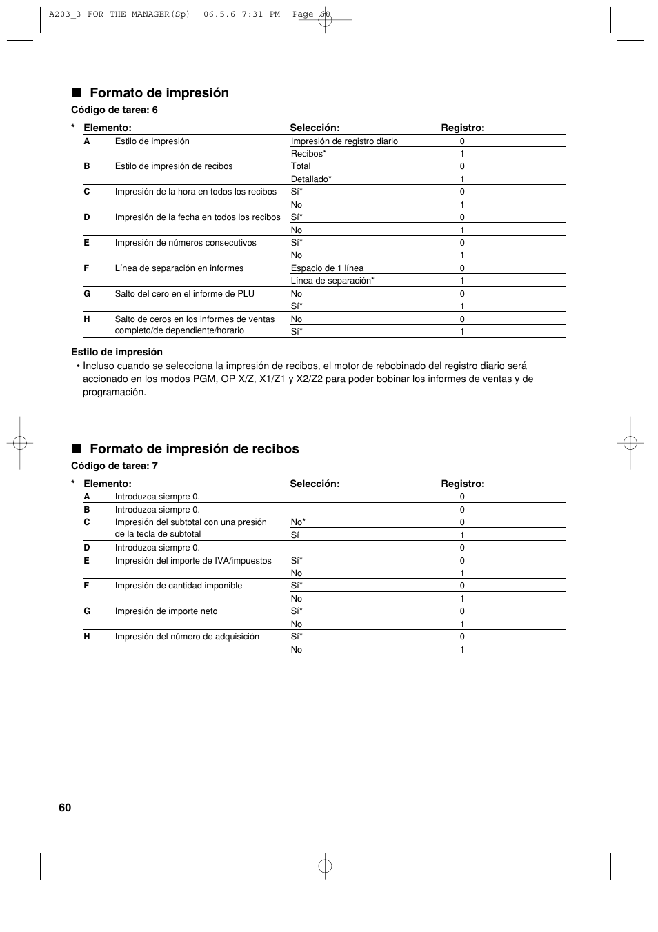 Formato de impresión, Formato de impresión de recibos | Sharp XE-A203 User Manual | Page 332 / 454