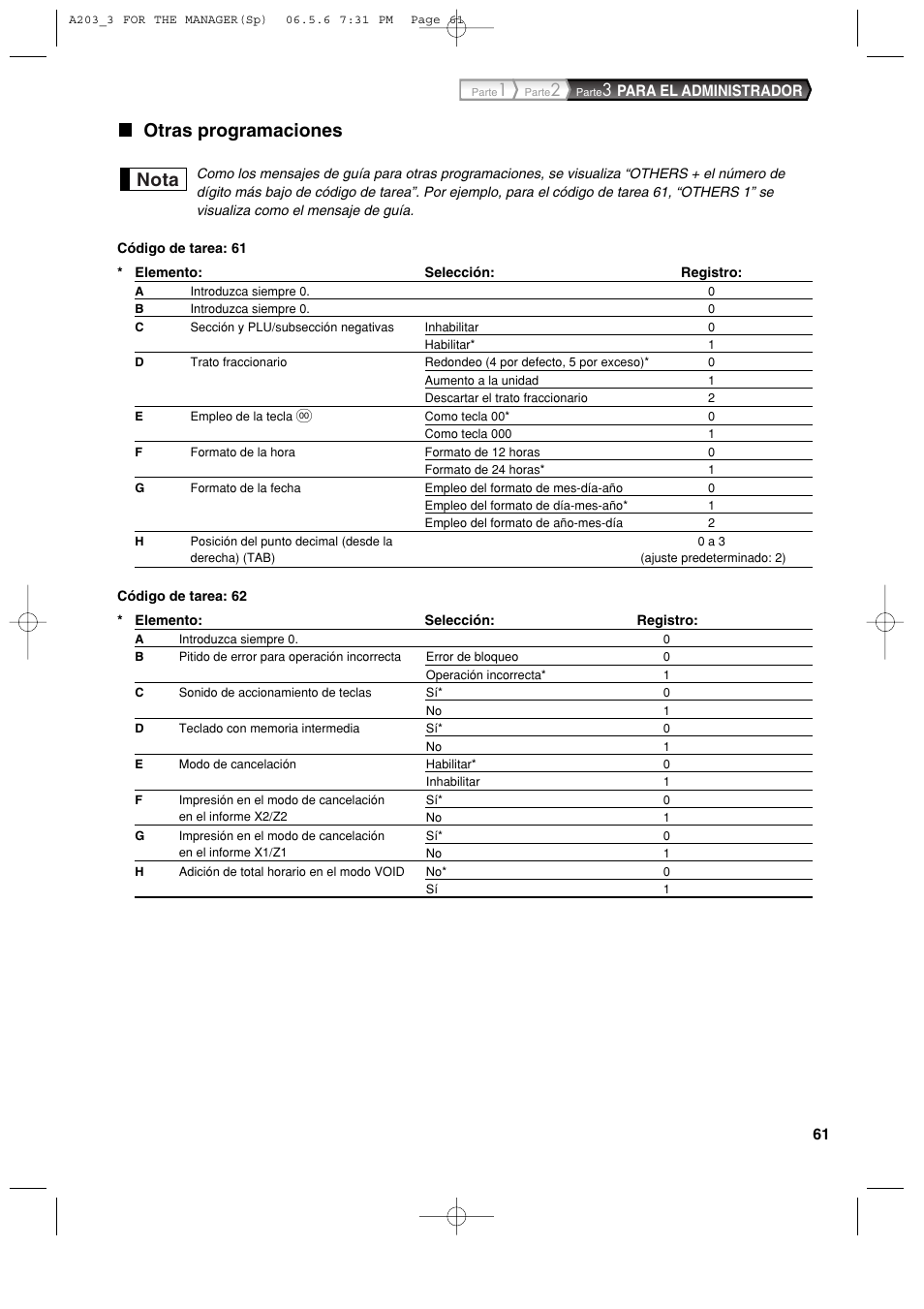 Otras programaciones, Nota, Para el administrador | Sharp XE-A203 User Manual | Page 333 / 454