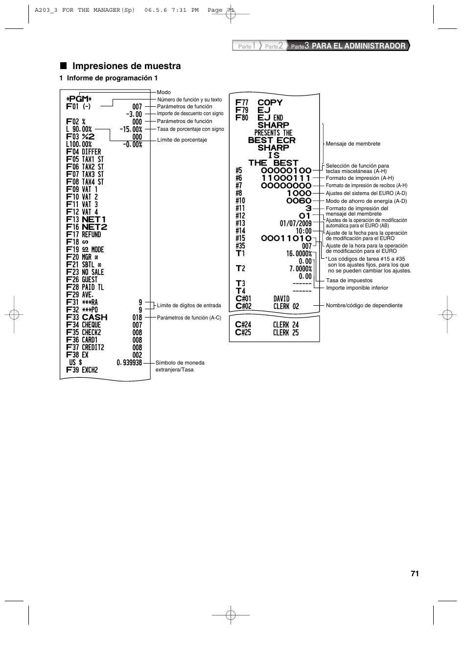 Impresiones de muestra, Para el administrador | Sharp XE-A203 User Manual | Page 343 / 454