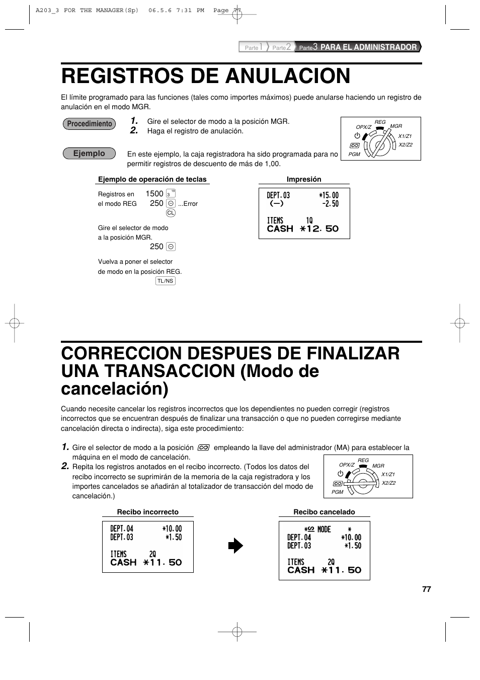 Registros de anulacion | Sharp XE-A203 User Manual | Page 349 / 454