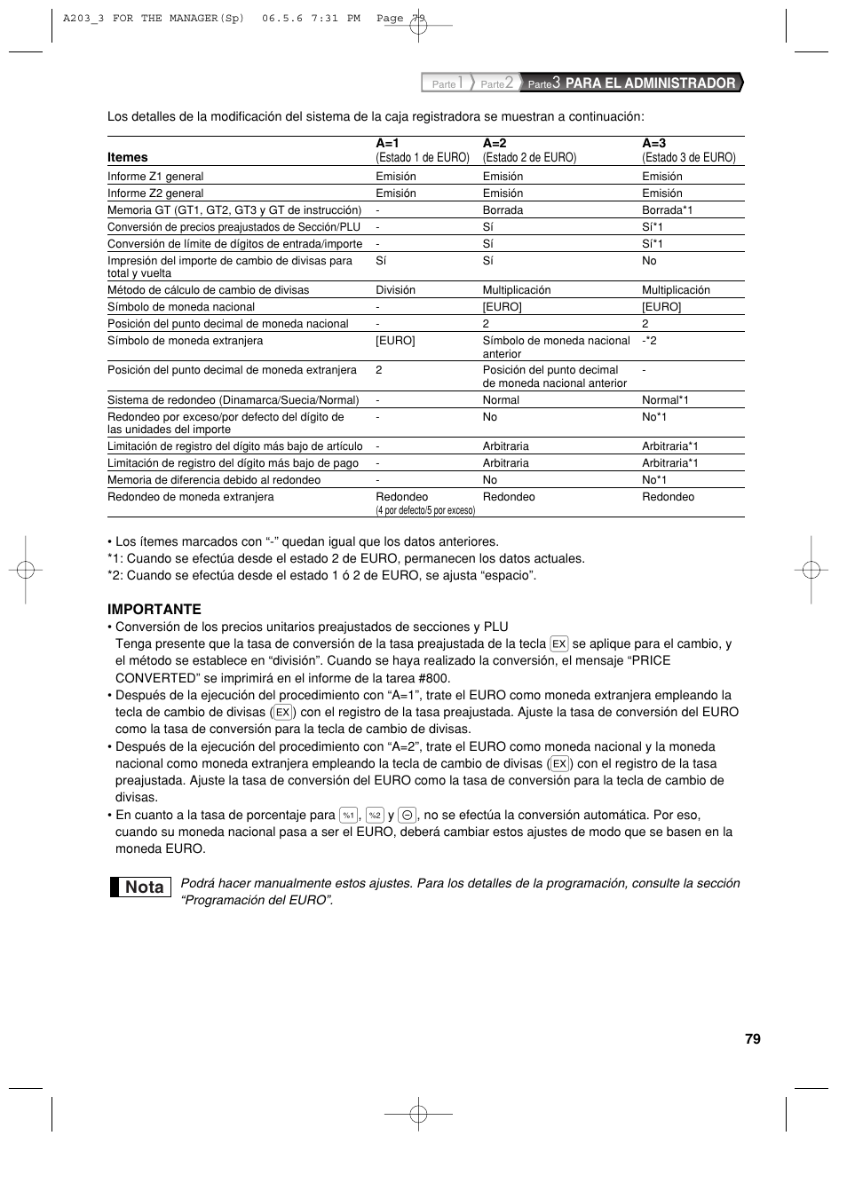 Nota | Sharp XE-A203 User Manual | Page 351 / 454