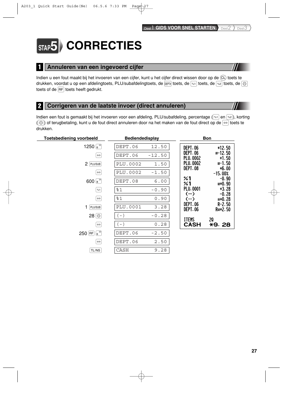 Correcties, Stap | Sharp XE-A203 User Manual | Page 389 / 454