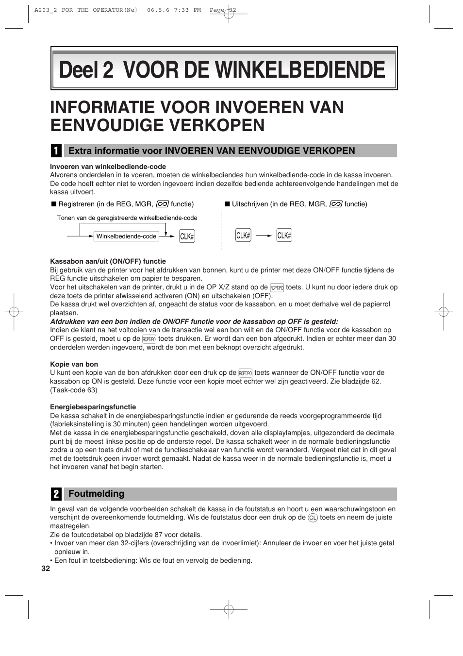 Deel 2 voor de winkelbediende, Informatie voor invoeren van eenvoudige verkopen | Sharp XE-A203 User Manual | Page 394 / 454