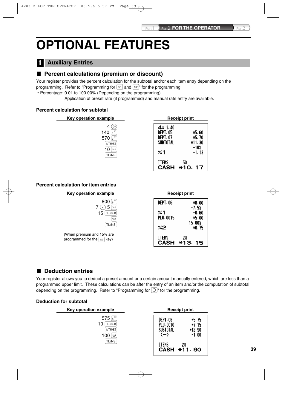 Optional features | Sharp XE-A203 User Manual | Page 41 / 454