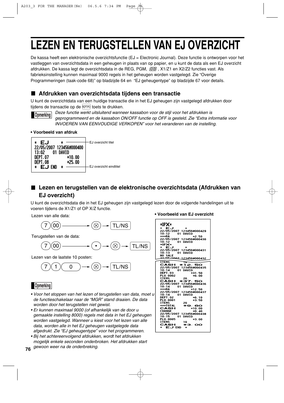 Lezen en terugstellen van ej overzicht | Sharp XE-A203 User Manual | Page 438 / 454