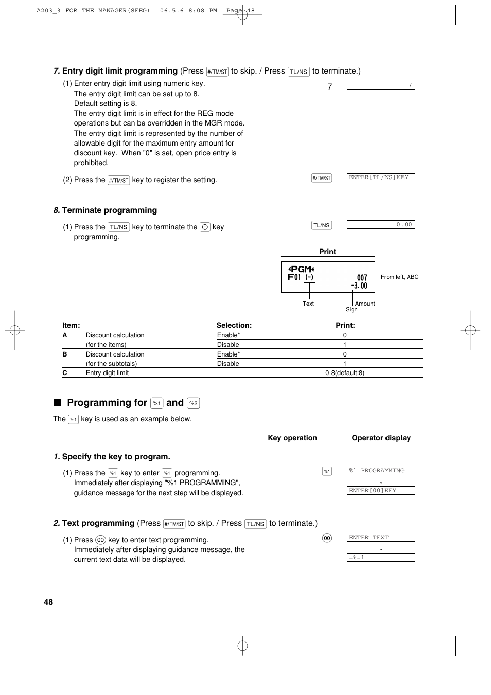 Programming for | Sharp XE-A203 User Manual | Page 50 / 454