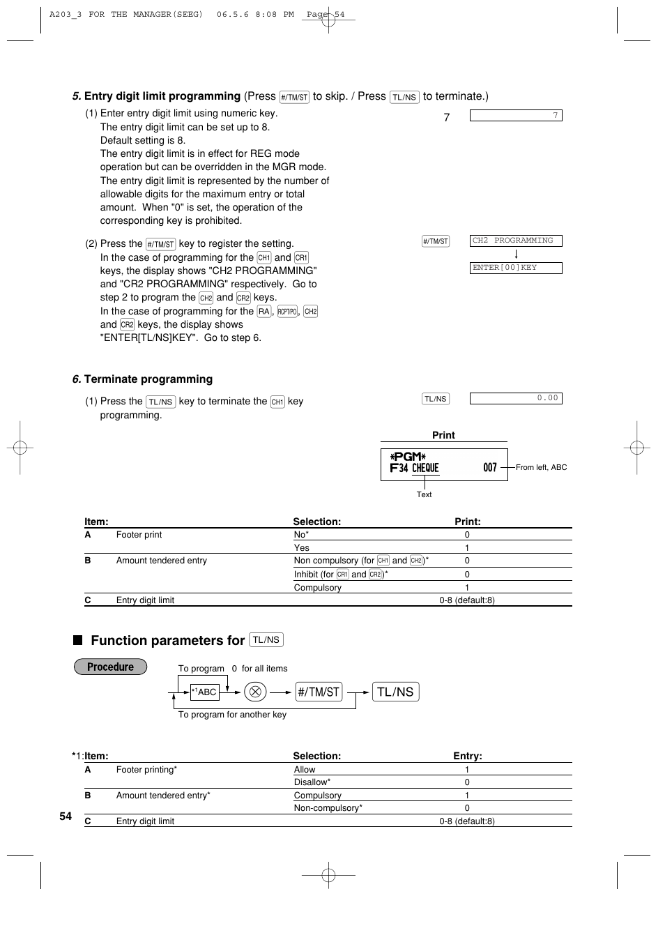 Function parameters for | Sharp XE-A203 User Manual | Page 56 / 454