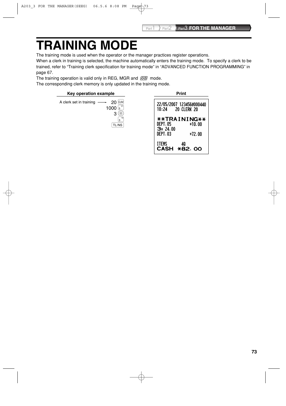 Training mode | Sharp XE-A203 User Manual | Page 75 / 454