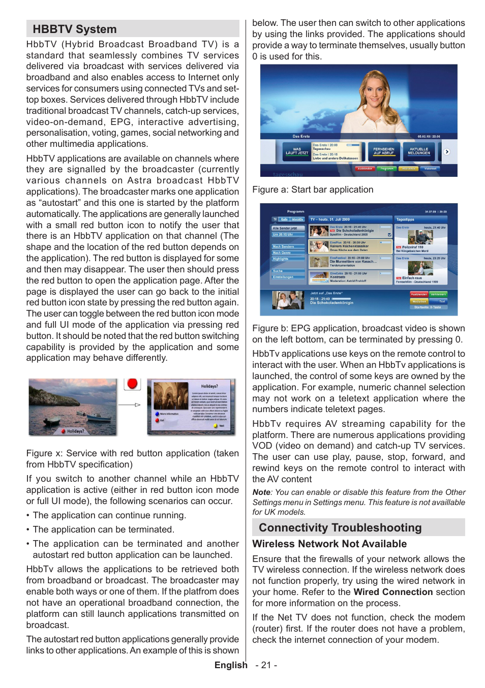 Hbbtv system, Connectivity troubleshooting | Sharp LC-42LE761K User Manual | Page 22 / 39