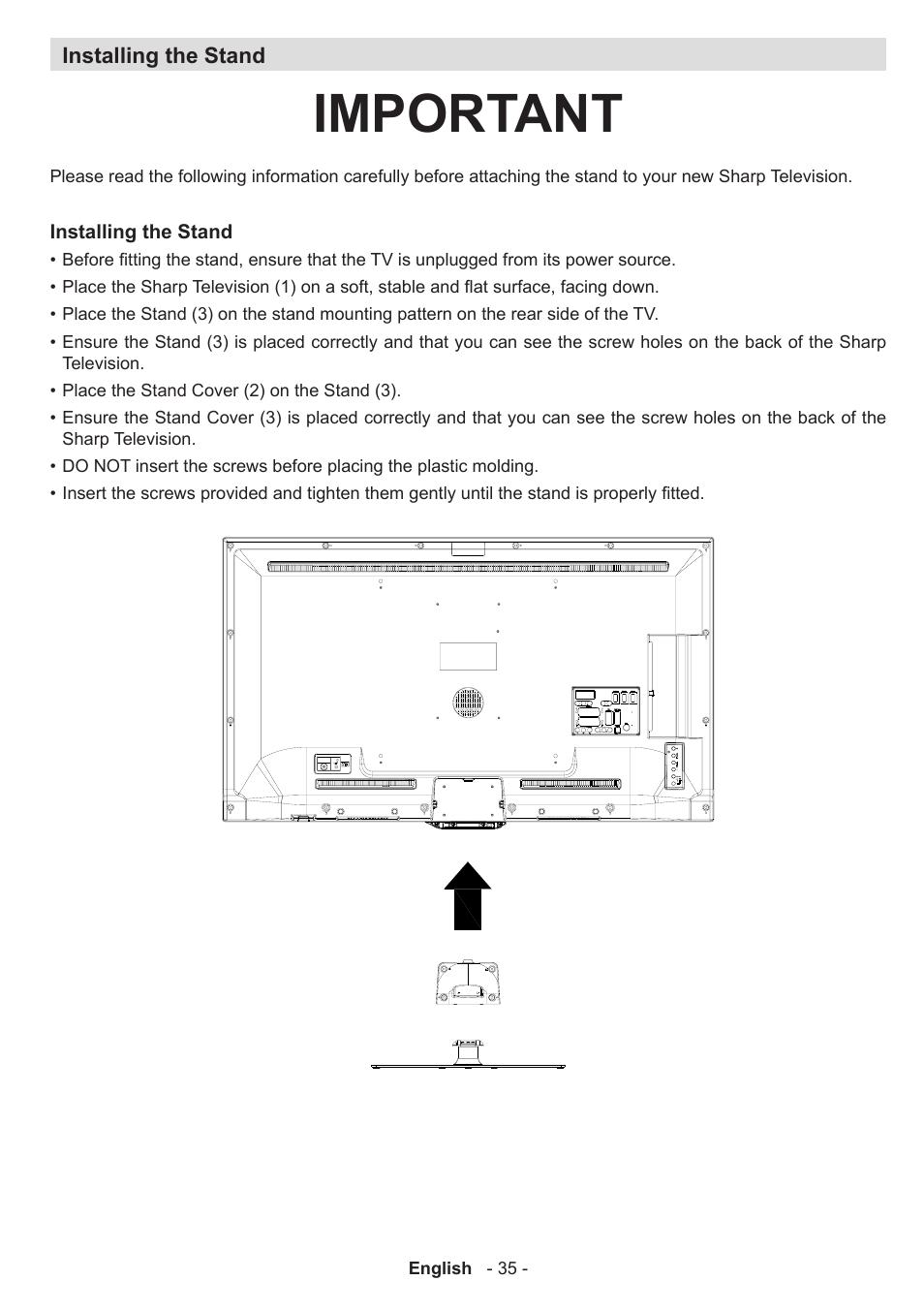 Important | Sharp LC-42LE761K User Manual | Page 36 / 39