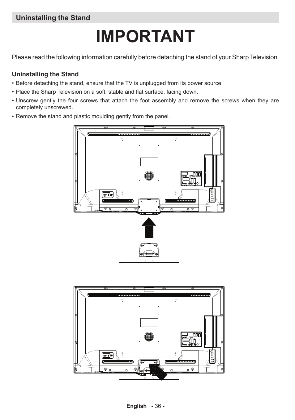 Important | Sharp LC-42LE761K User Manual | Page 37 / 39