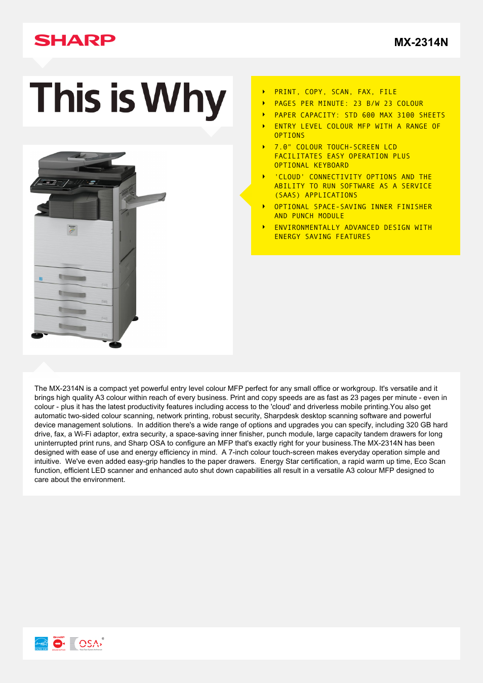 Sharp MX-2314N User Manual | 2 pages