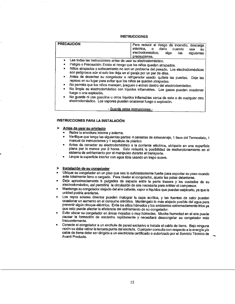 Avanti VM399W User Manual | Page 15 / 19