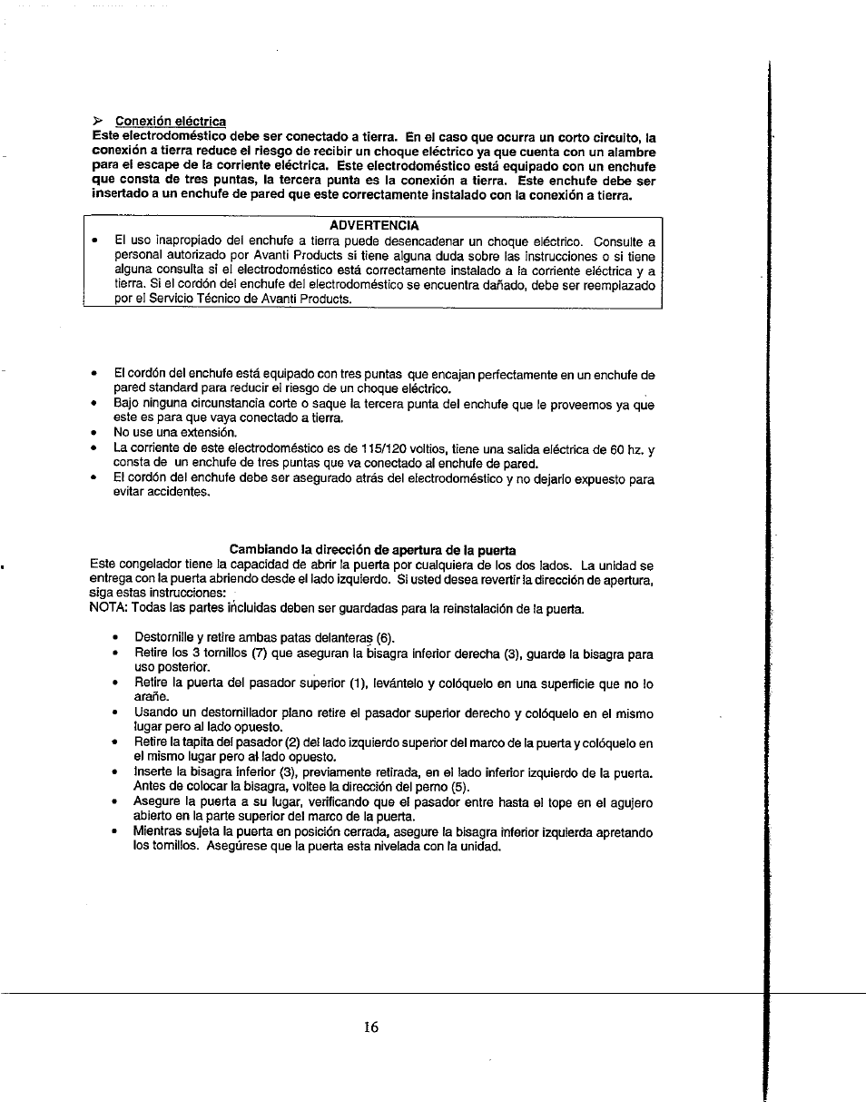 Avanti VM399W User Manual | Page 16 / 19