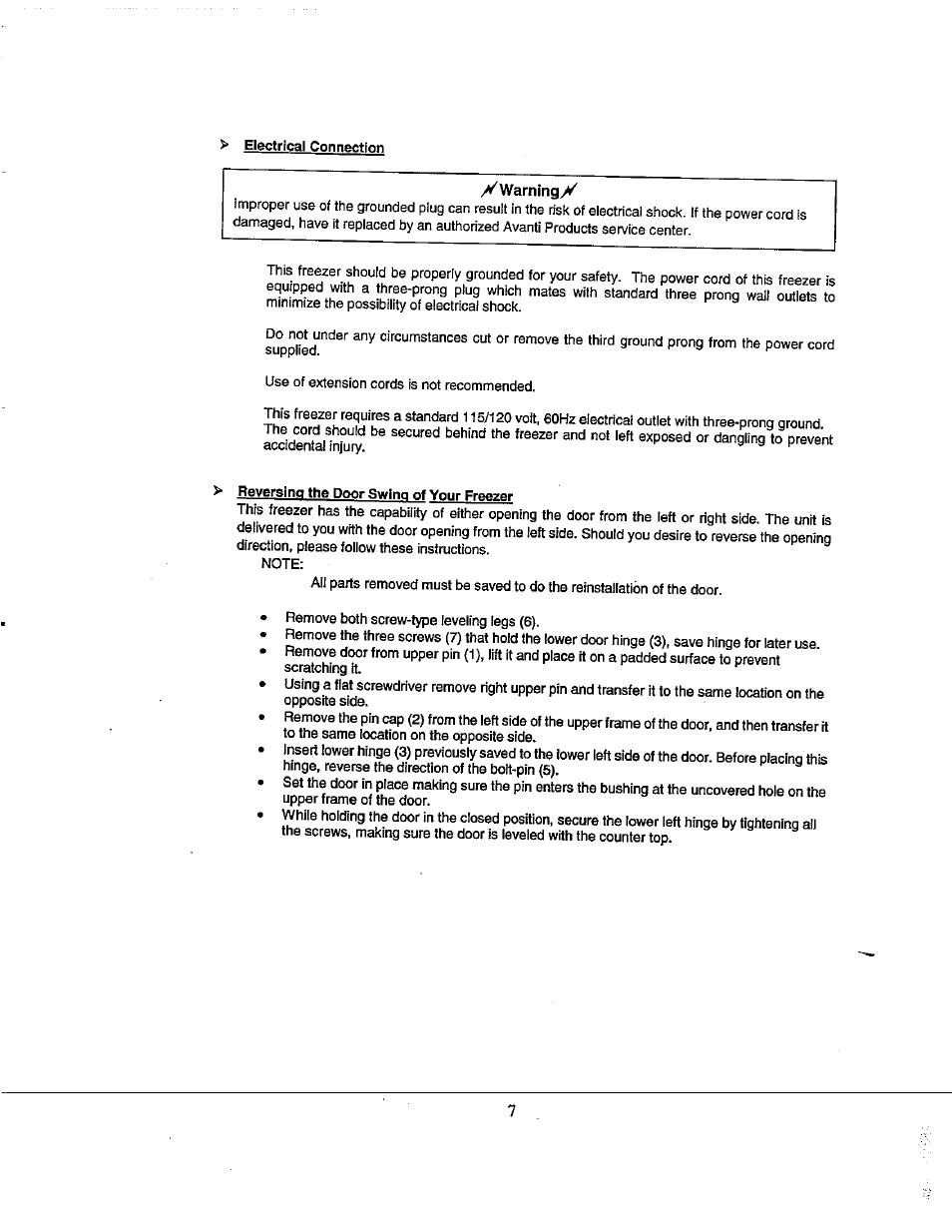 Warningx | Avanti VM399W User Manual | Page 7 / 19