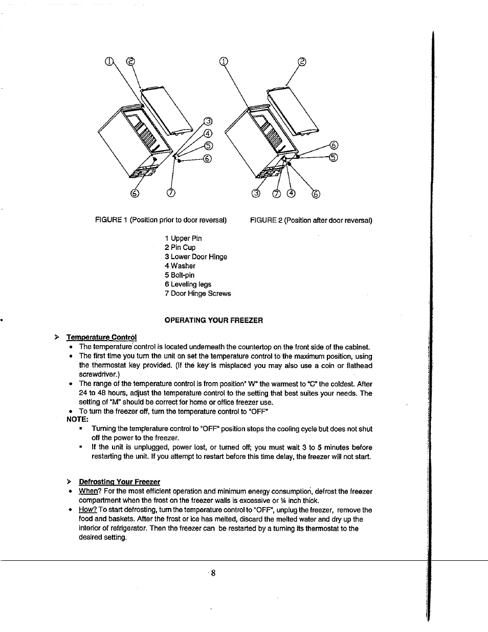 Temperature control, Defrosting your freezer | Avanti VM399W User Manual | Page 8 / 19