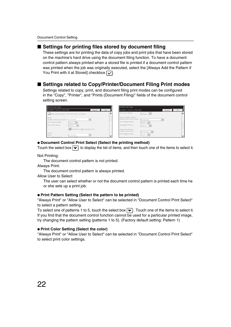 Document control setting | Sharp MX-C312 User Manual | Page 23 / 30