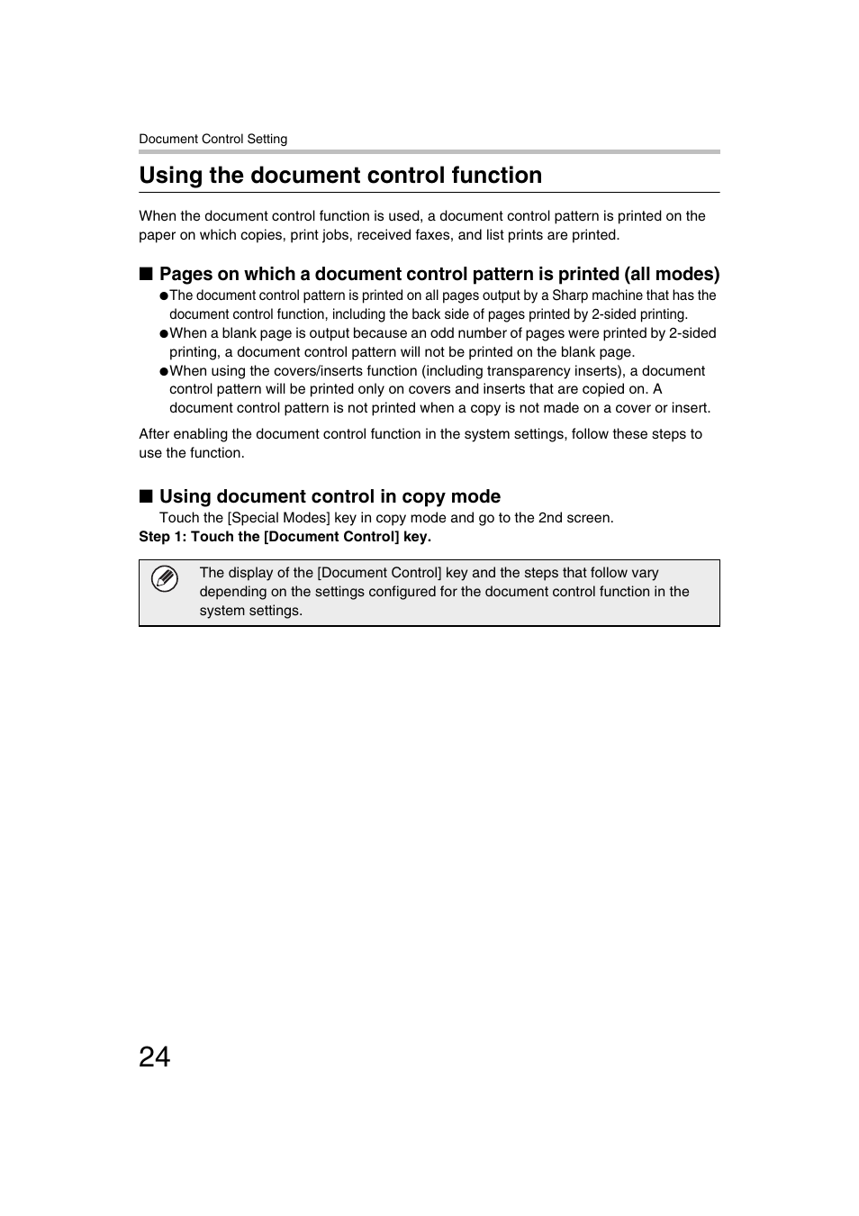 Using the document control function | Sharp MX-C312 User Manual | Page 25 / 30