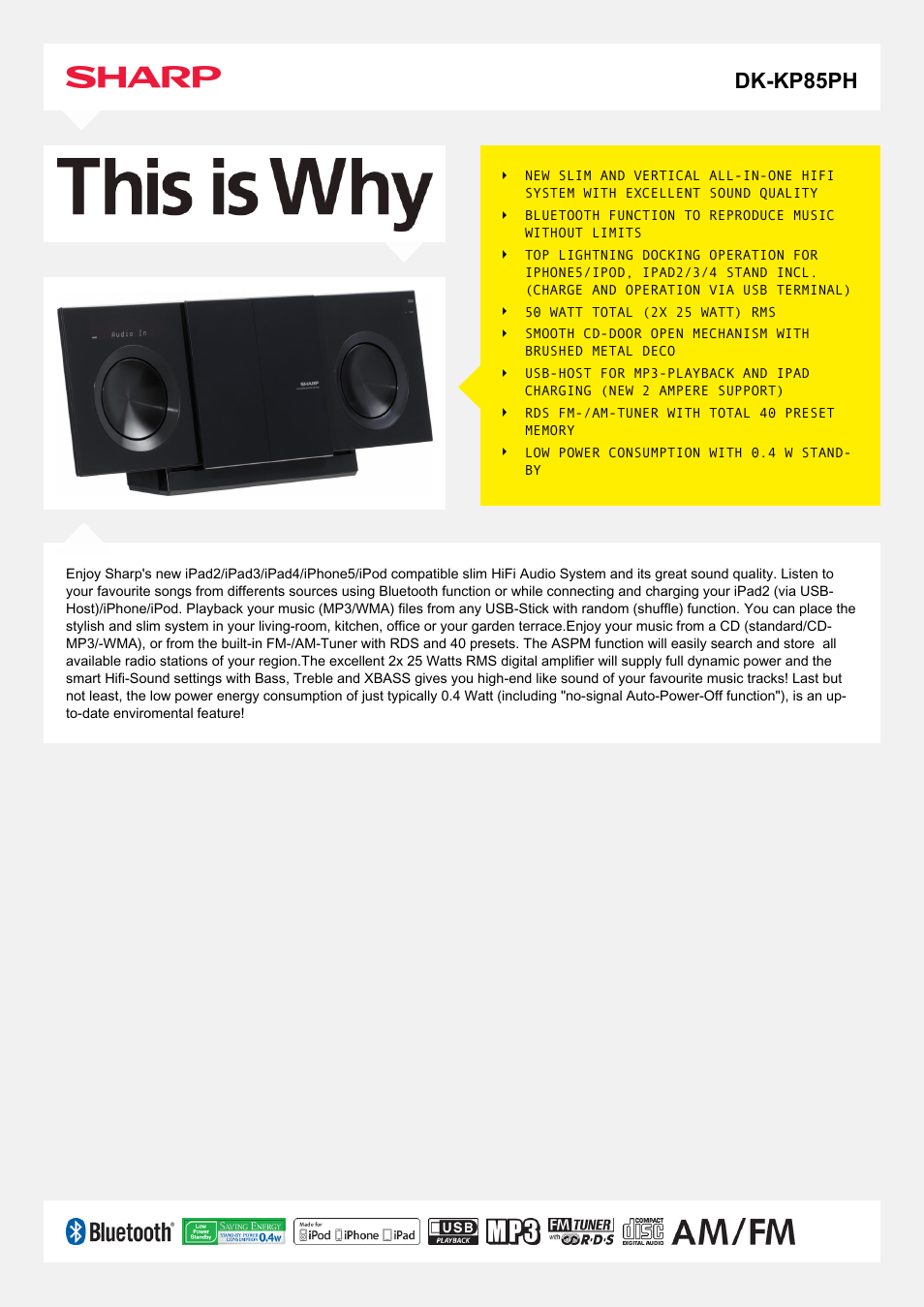 Sharp DK-KP85PH User Manual | 2 pages