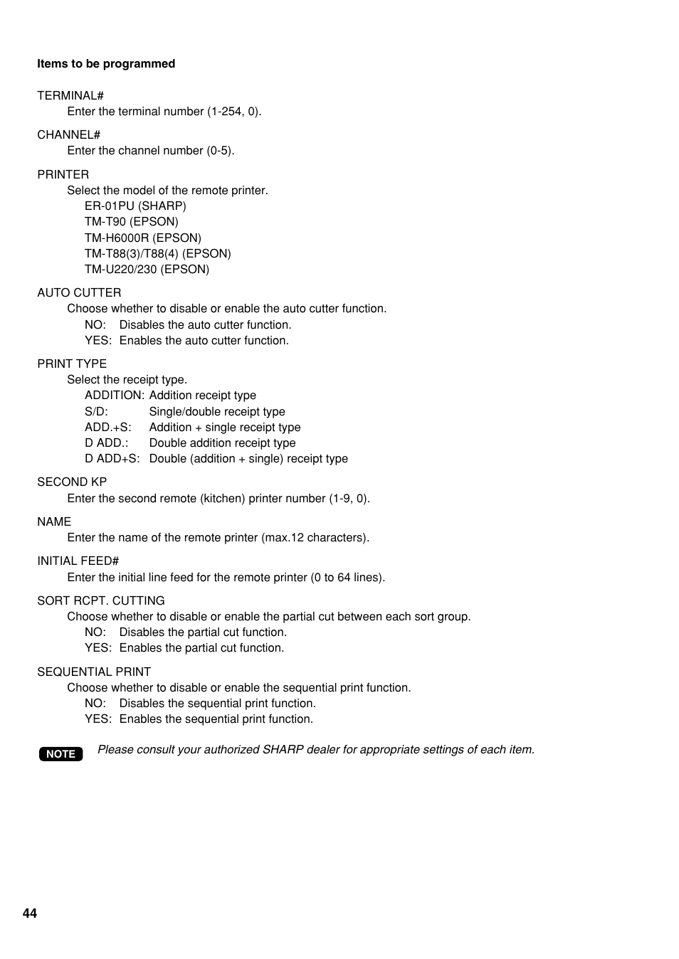 Sharp UP-3500 User Manual | Page 45 / 59
