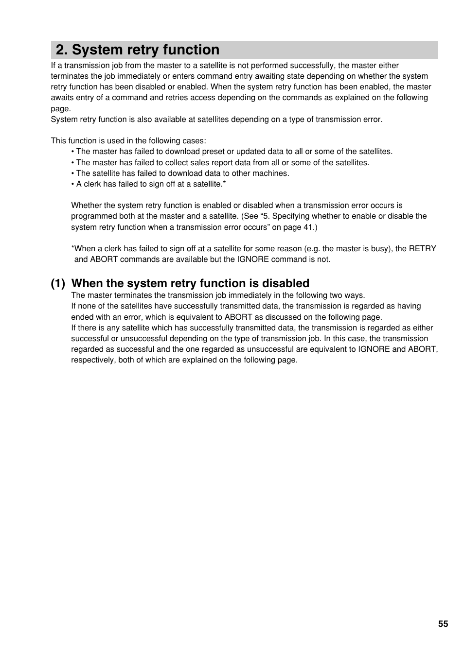 System retry function, 1) when the system retry function is disabled | Sharp UP-3500 User Manual | Page 56 / 59