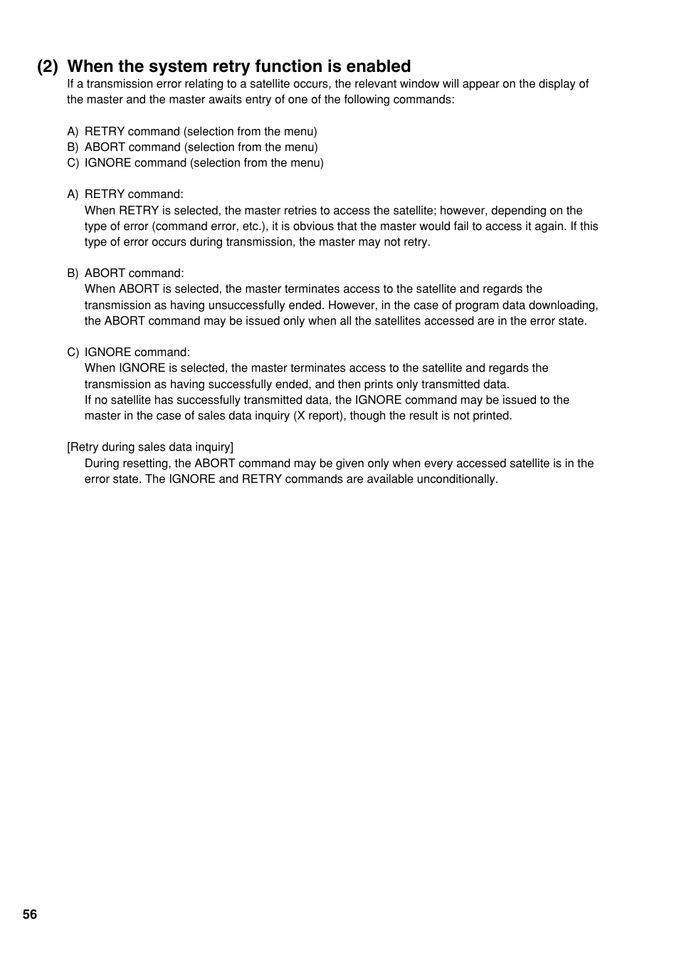 2) when the system retry function is enabled | Sharp UP-3500 User Manual | Page 57 / 59