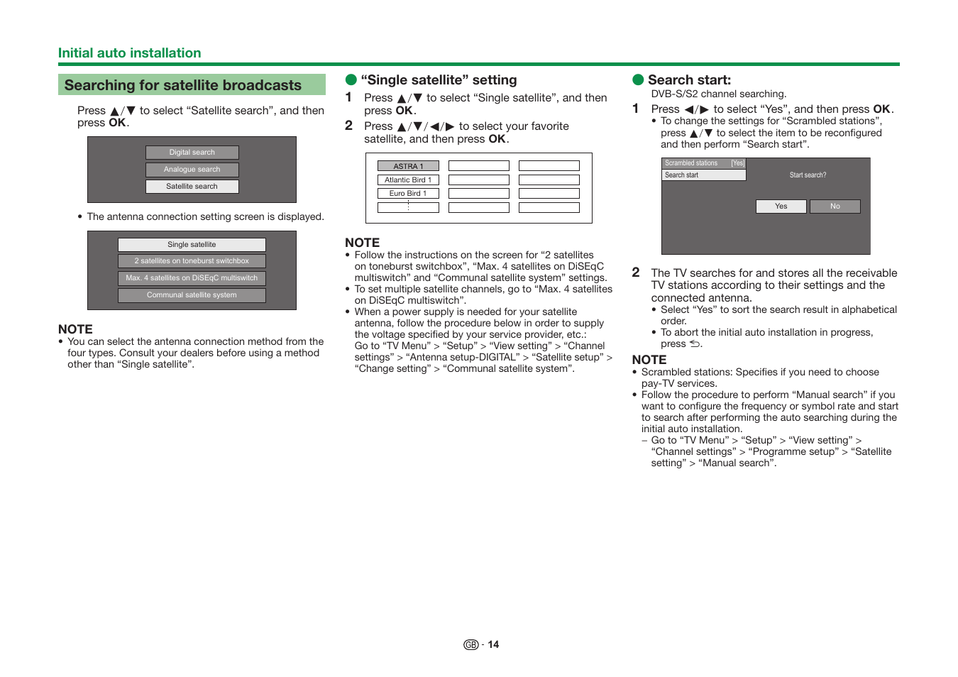 Searching for satellite broadcasts | Sharp LC-60UD20KN User Manual | Page 16 / 89