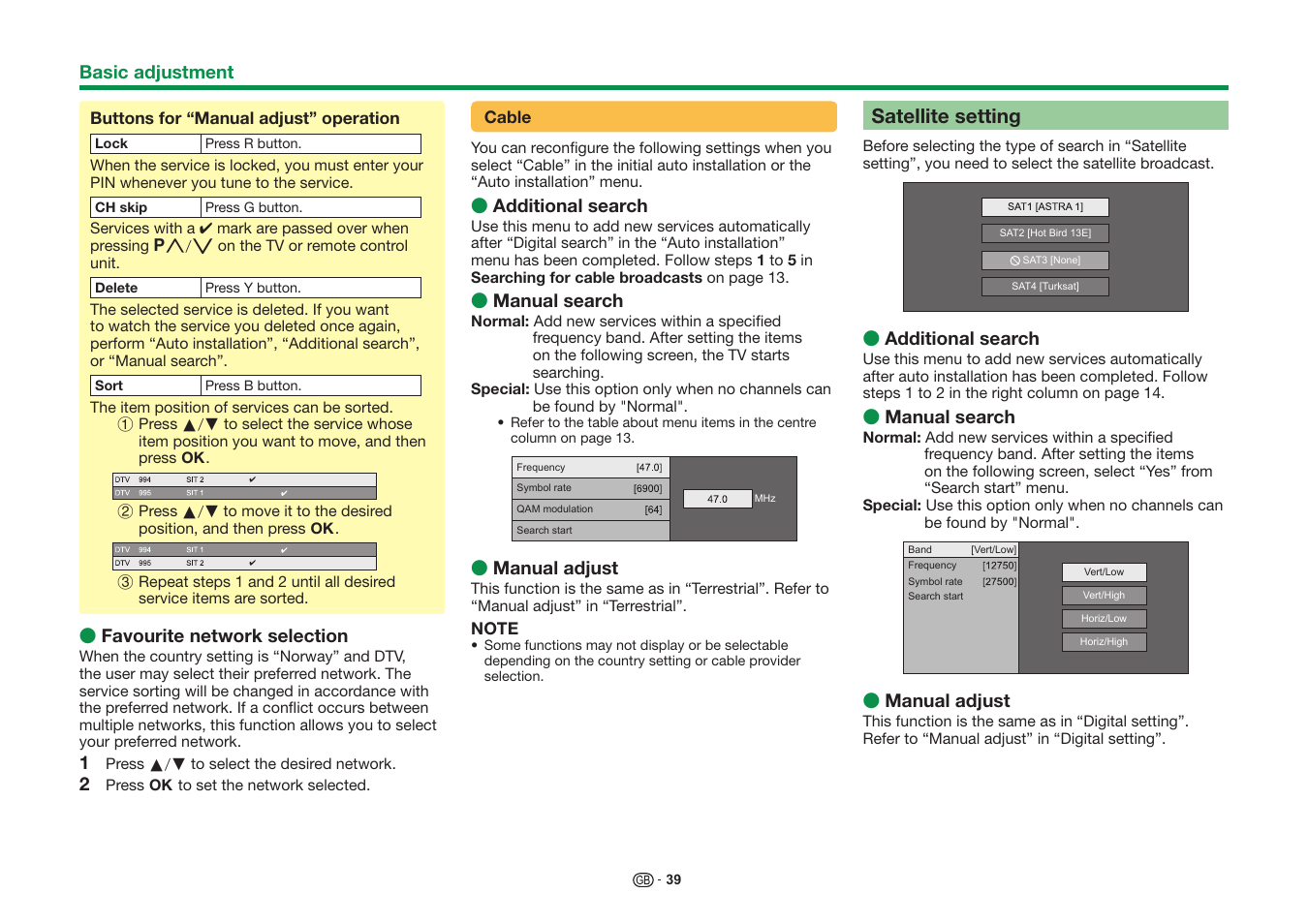 Satellite setting | Sharp LC-60UD20KN User Manual | Page 41 / 89