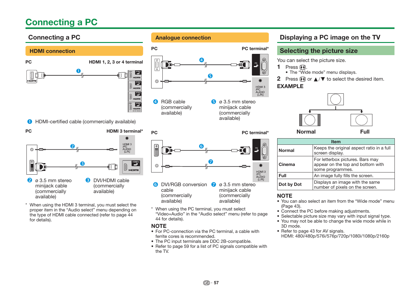 Connecting a pc | Sharp LC-60UD20KN User Manual | Page 59 / 89