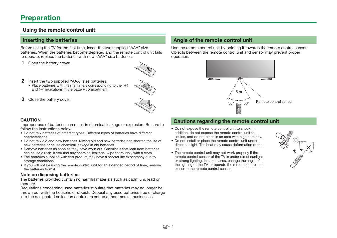 Preparation | Sharp LC-60UD20KN User Manual | Page 6 / 89